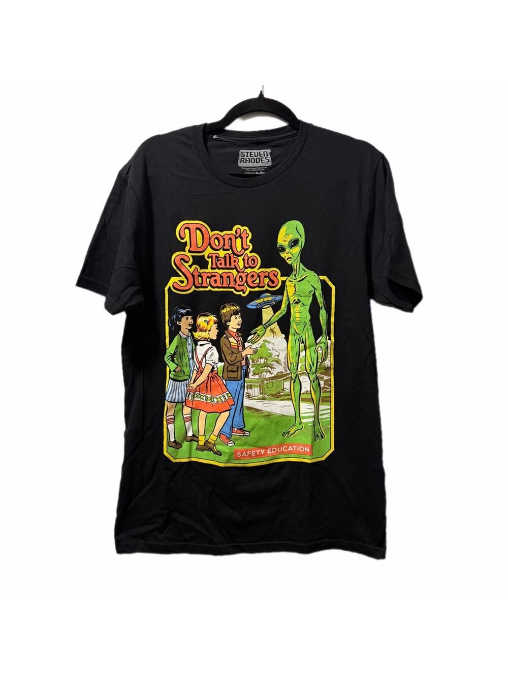 Steven Rhodes teeshirt dont talk to strangers alien cotton